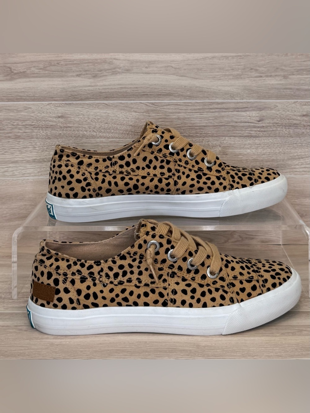 Blowfish Malibu Leopard Print Tan and Black slip-on sneakers